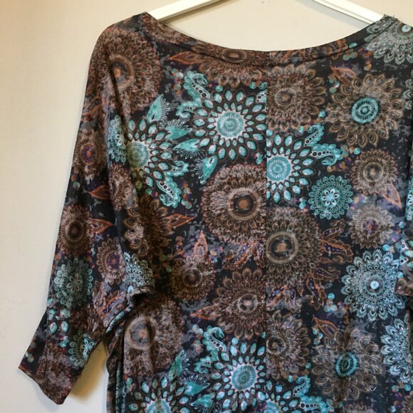 QED London Y2K Bohemian Mandela Dolman Sleeve Top - M - Picture 5 of 13